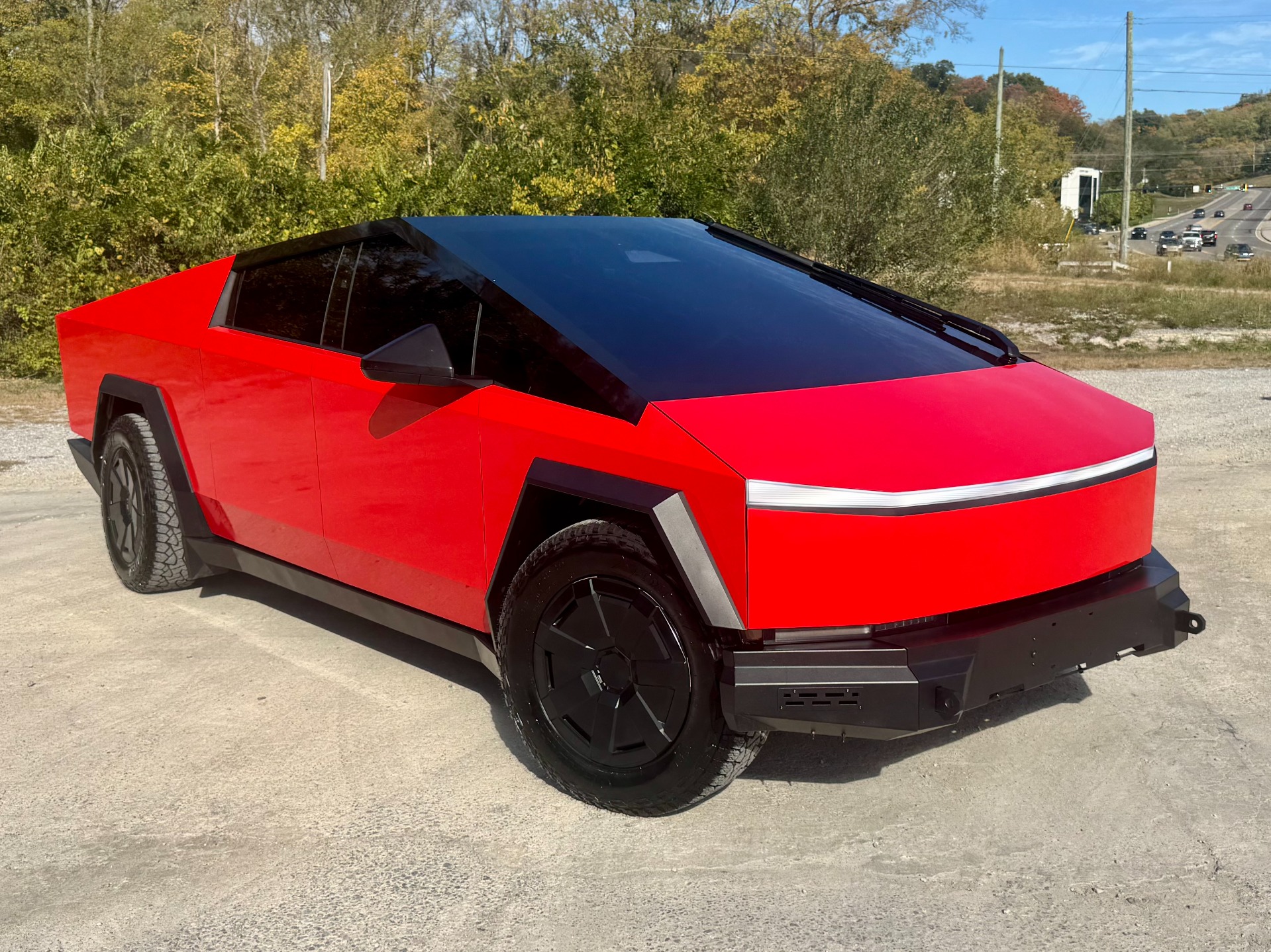 RED Wrap 2024 Tesla Cybertruck Pickup Truck All-Wheel Drive 1-Speed Dual Clutch